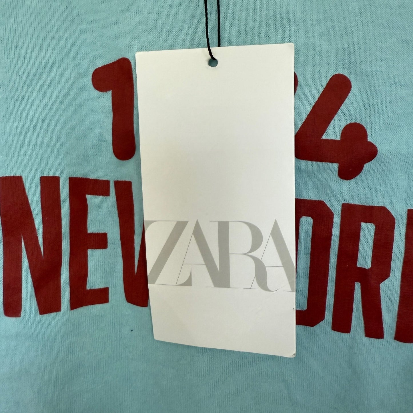 Zara Blue T-Shirt Graphic Short Sleeve Women's Size Medium
