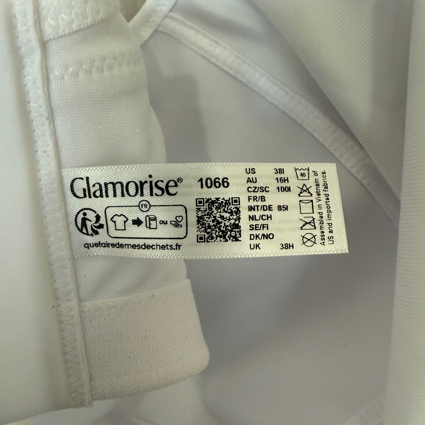 Glamorise 1006 Sports Bra White Women's Size 38H