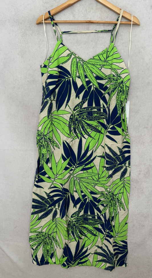 Roman Green Palm Print Strappy Dress Women's Size UK 12