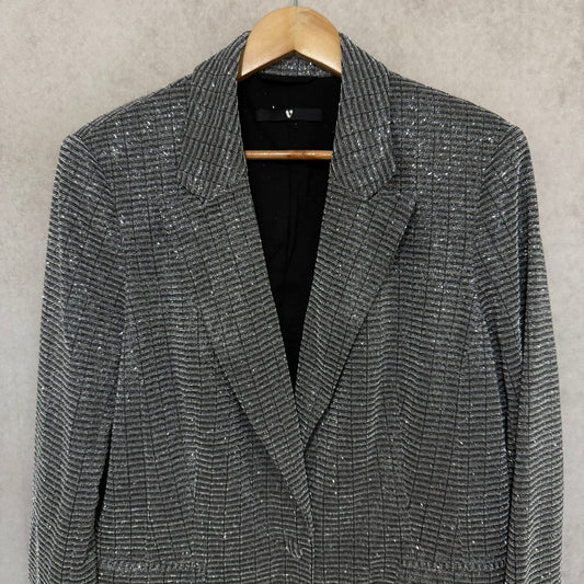 Very Silver Glitter Blazer Women's Size UK 16